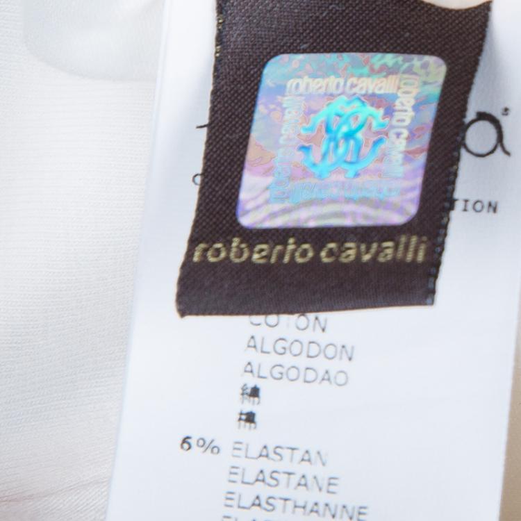 Pre Owned Roberto Cavalli Kids White Graphic Leopard Print Long Sleeve Knit Top 11 Yrs