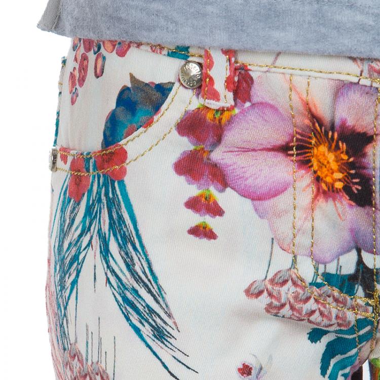 Pre Owned Roberto Cavalli Multicolor Floral Print Jeans 6 Yrs