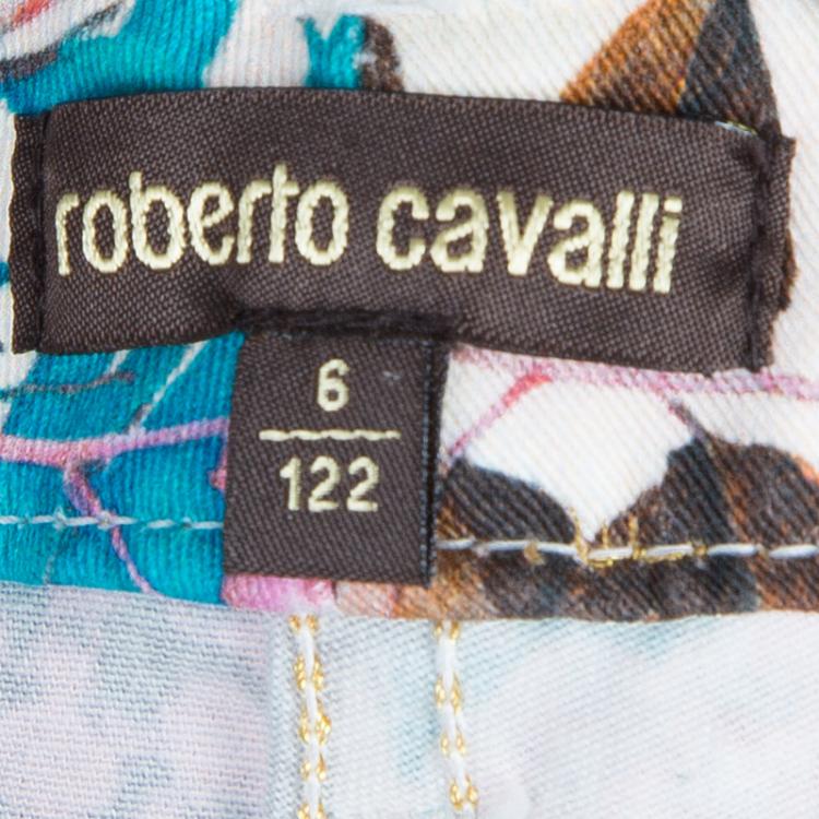 Pre Owned Roberto Cavalli Multicolor Floral Print Jeans 6 Yrs