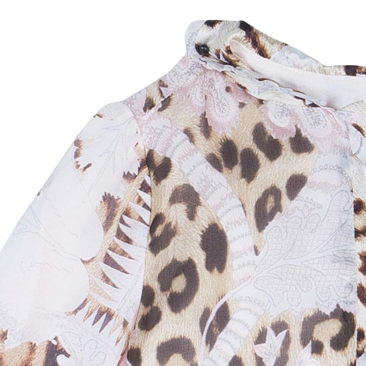 Pre Owned Roberto Cavalli Leopard Print Long Sleeve Peplum Shirt 4 Yrs