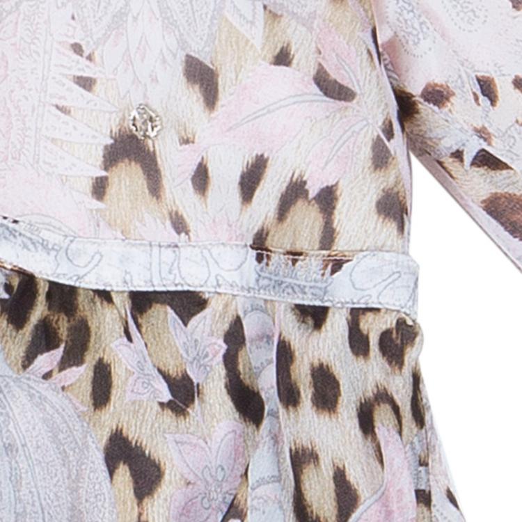 Pre Owned Roberto Cavalli Leopard Print Long Sleeve Peplum Shirt 4 Yrs