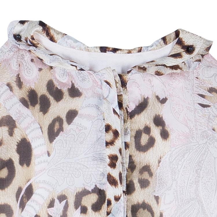 Pre Owned Roberto Cavalli Leopard Print Long Sleeve Peplum Shirt 4 Yrs
