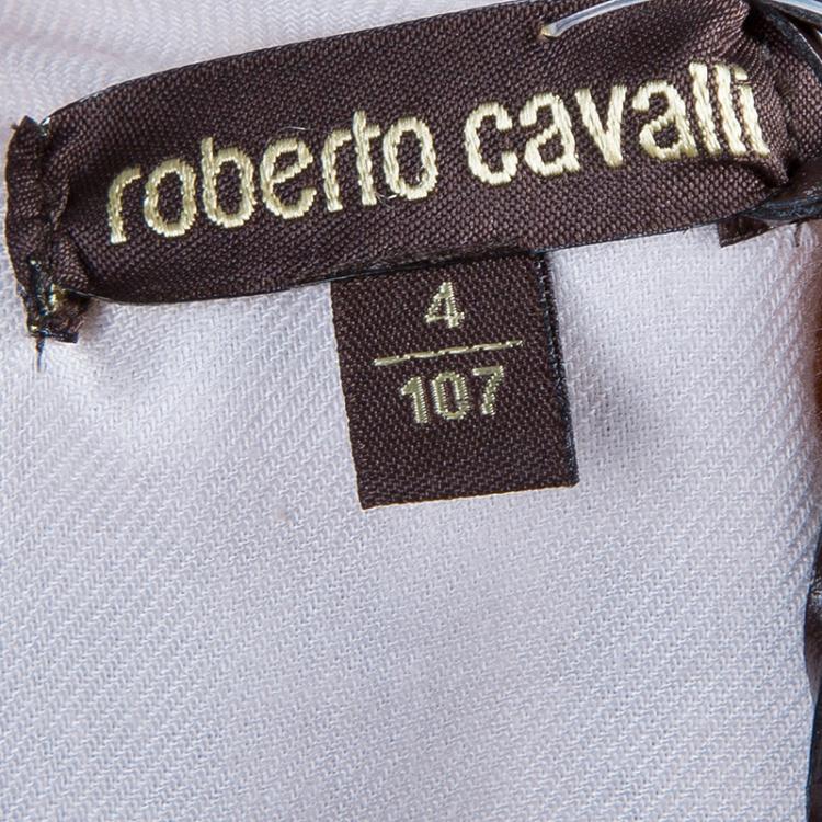 Pre Owned Roberto Cavalli Leopard Print Long Sleeve Peplum Shirt 4 Yrs