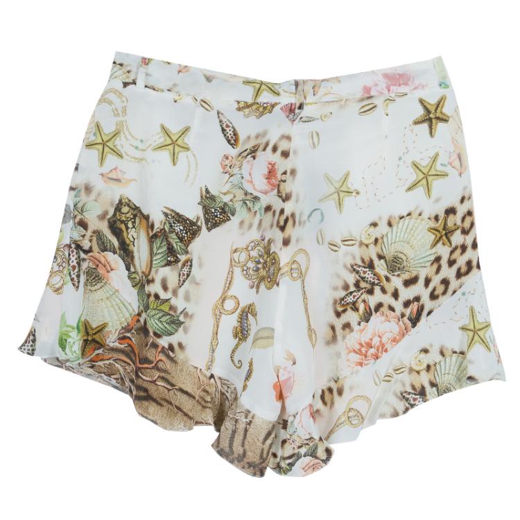 Pre Owned Roberto Cavalli Leopard Print Pleated Shorts 12 Yrs