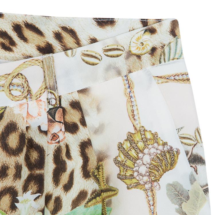 Pre Owned Roberto Cavalli Leopard Print Pleated Shorts 12 Yrs