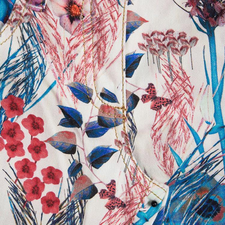 Pre Owned Roberto Cavalli Multicolor Floral Printed Flared Bottom Pants 8 Yrs