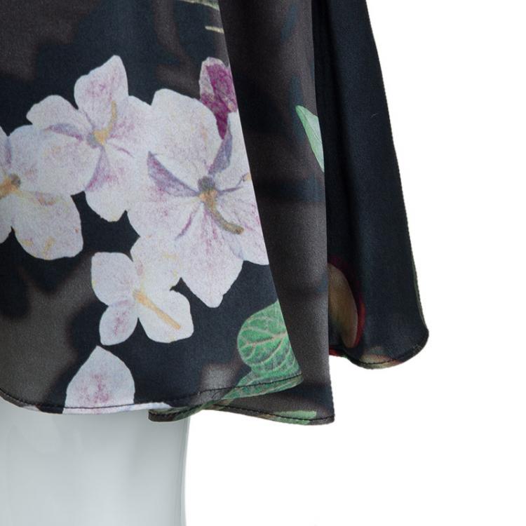 Pre Owned Roberto Cavalli  Multicolor Floral Print Silk Tiered Dress 8 Yrs