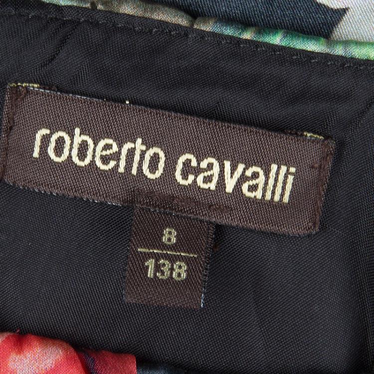 Pre Owned Roberto Cavalli  Multicolor Floral Print Silk Tiered Dress 8 Yrs