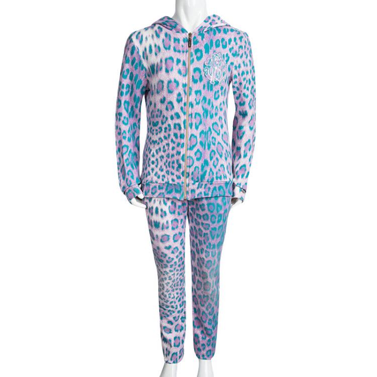 Pre Owned Roberto Cavalli Multicolor Leopard Printed Tracksuit 10 Yrs