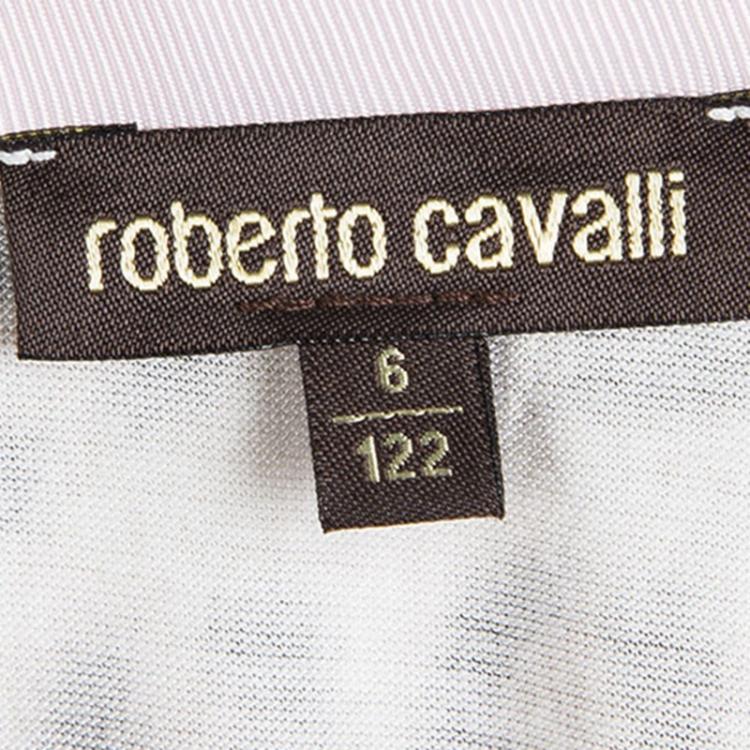 Pre Owned Roberto Cavalli Brown Leopard Printed Jersey Bow Detail Ruffle Bottom Dress 6 Yrs