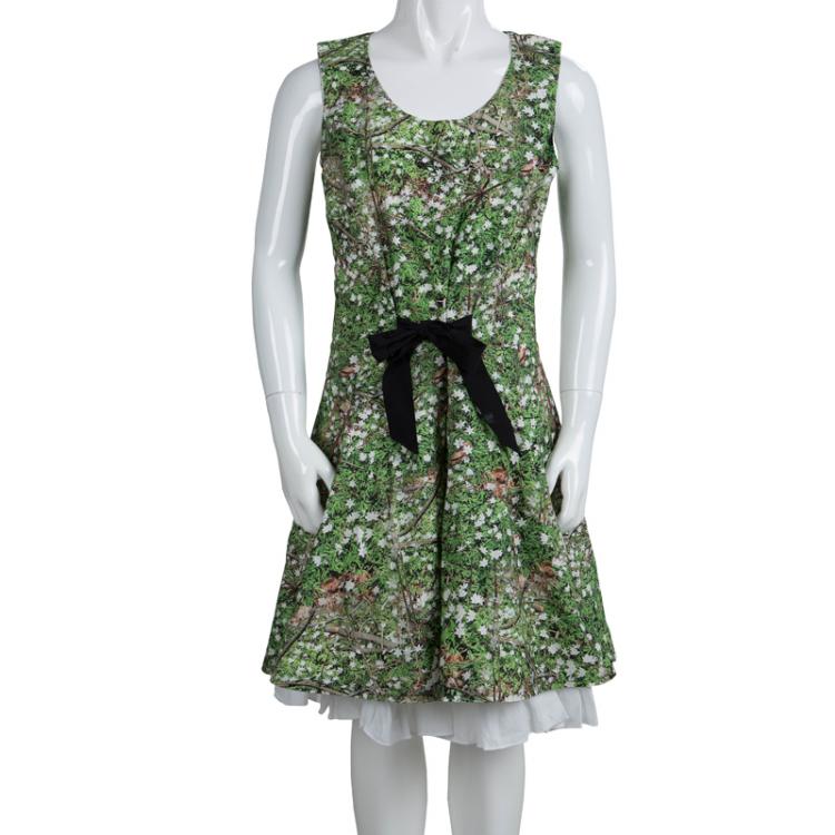 Pre Owned Roma e Toska Green Printed Sleeveless Dress 12 Yrs 