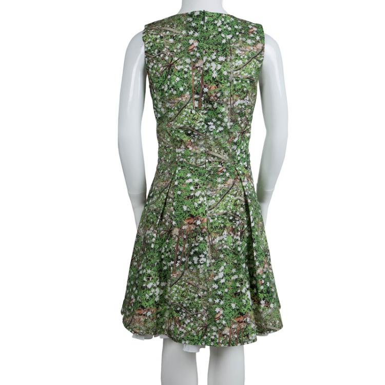 Pre Owned Roma e Toska Green Printed Sleeveless Dress 12 Yrs 