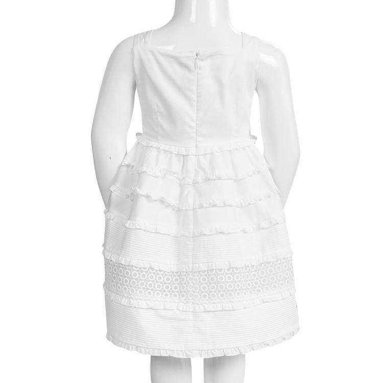 Pre Owned Simonetta White Cotton Lace Trim Ruffle Detail Dress 2 Yrs