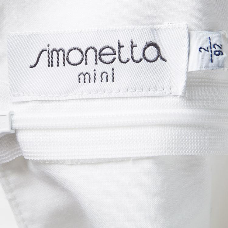 Pre Owned Simonetta White Cotton Lace Trim Ruffle Detail Dress 2 Yrs