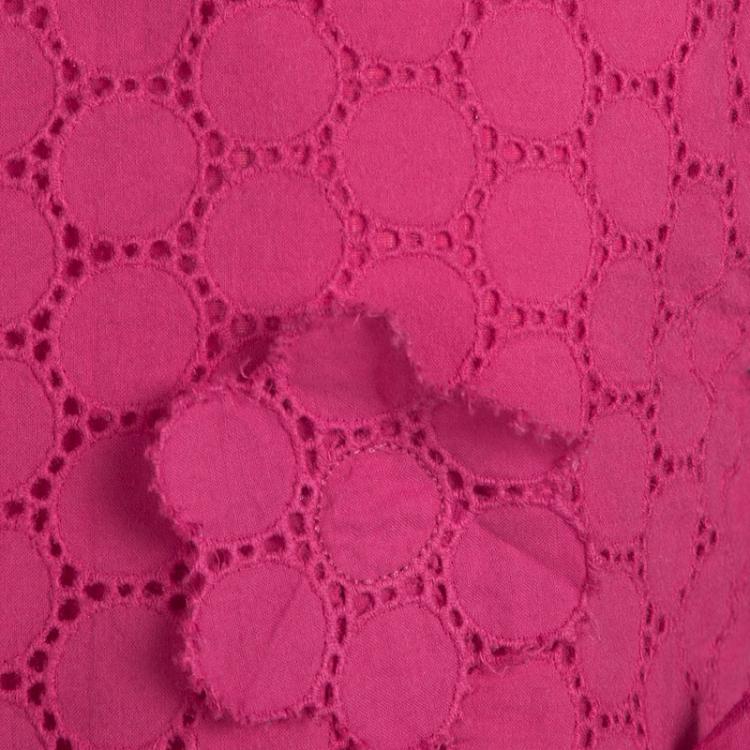 Pre Owned Rykiel Enfant Pink Eyelet Embroidered Floral Applique Detail Dress 10 Yrs
