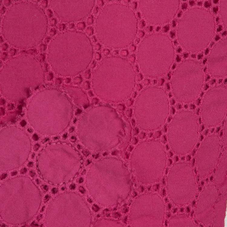 Pre Owned Rykiel Enfant Pink Eyelet Embroidered Floral Applique Detail Dress 2 Yrs