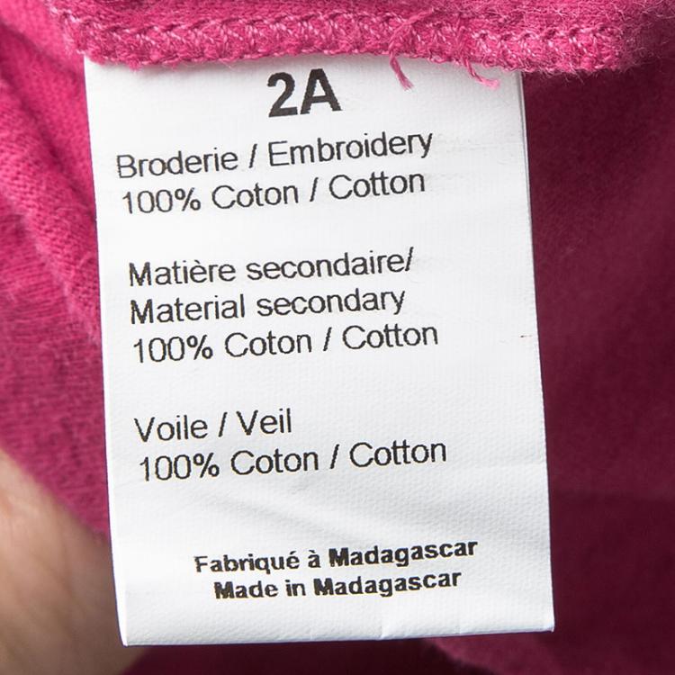 Pre Owned Rykiel Enfant Pink Eyelet Embroidered Floral Applique Detail Dress 2 Yrs