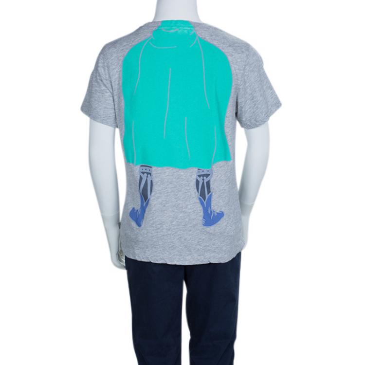 مملوكة مسبقًا  Stella Mccartney Kids Grey Super Hero Print T- Shirt 8 Yrs