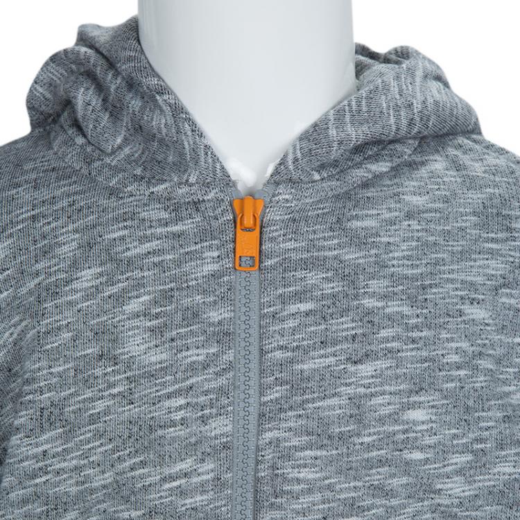 مملوكة مسبقًا Stella McCartney Kids Grey Slub Knit Bear Hood Detail Zip Front Jacket 4 Yrs