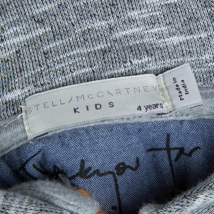 مملوكة مسبقًا Stella McCartney Kids Grey Slub Knit Bear Hood Detail Zip Front Jacket 4 Yrs