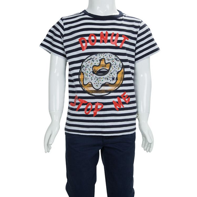 Pre Owned Stella McCartney Kids Striped Jersey Donut Print Crew Neck T-Shirt 6 Yrs