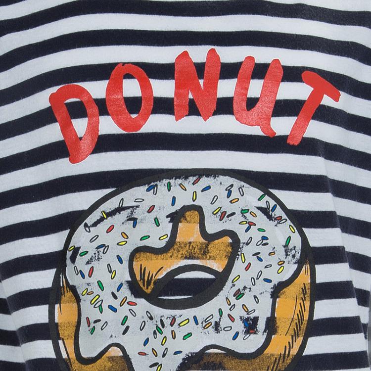 Pre Owned Stella McCartney Kids Striped Jersey Donut Print Crew Neck T-Shirt 6 Yrs