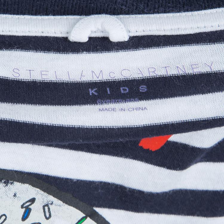 Pre Owned Stella McCartney Kids Striped Jersey Donut Print Crew Neck T-Shirt 6 Yrs