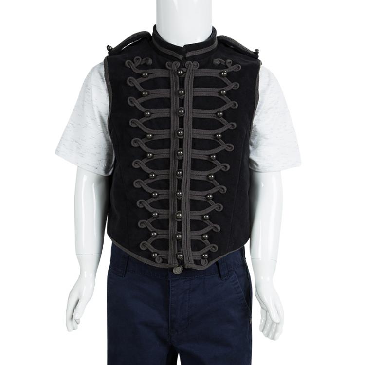Pre Owned Stella Mccartney Kids Grey Cropped Sleeveless Jay Military Vest 10 Yrs