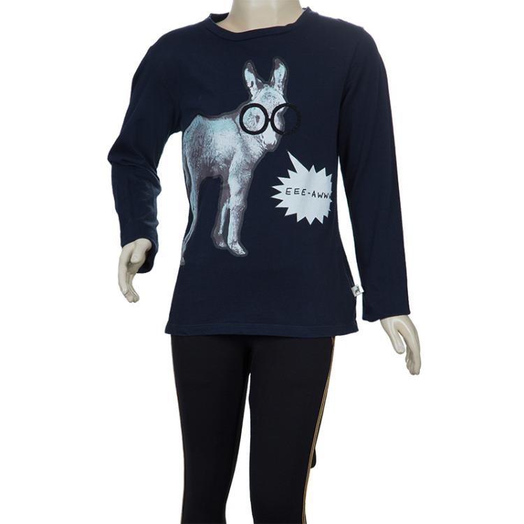 Pre Owned Stella McCartney Kids Navy Blue Graphic Print Long Sleeve T Shirt 8 Yrs