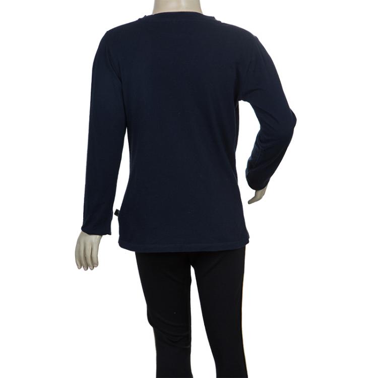 Pre Owned Stella McCartney Kids Navy Blue Graphic Print Long Sleeve T Shirt 8 Yrs