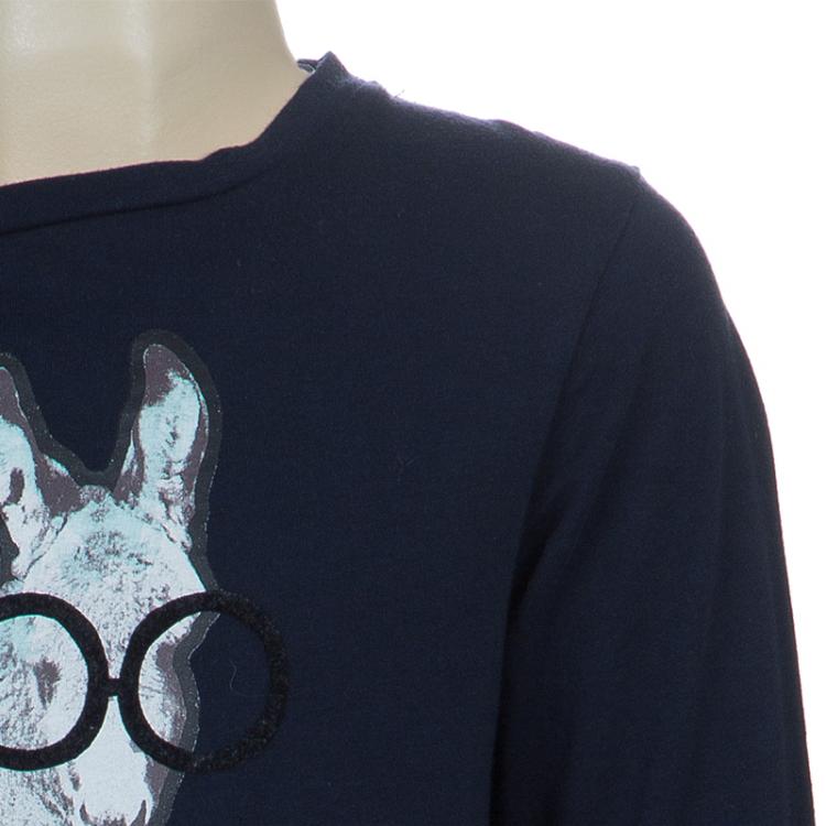 Pre Owned Stella McCartney Kids Navy Blue Graphic Print Long Sleeve T Shirt 8 Yrs