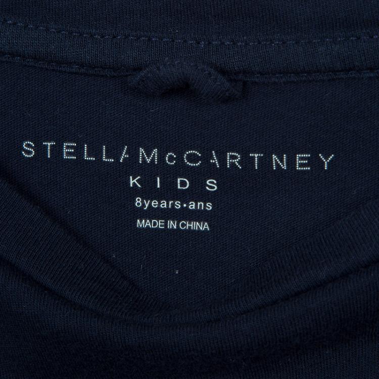 Pre Owned Stella McCartney Kids Navy Blue Graphic Print Long Sleeve T Shirt 8 Yrs