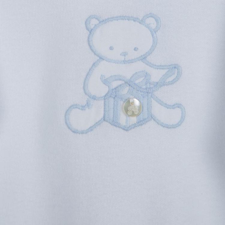 Pre Owned Tartine Et Chocolat White Cotton Jersey Teddy Bear Embroidered Romper 3 Months