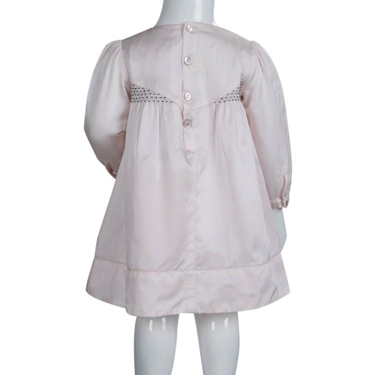 Pre Owned Tartine Et Chocolat Pale Pink Satin Long Sleeve Dress 1 Yr