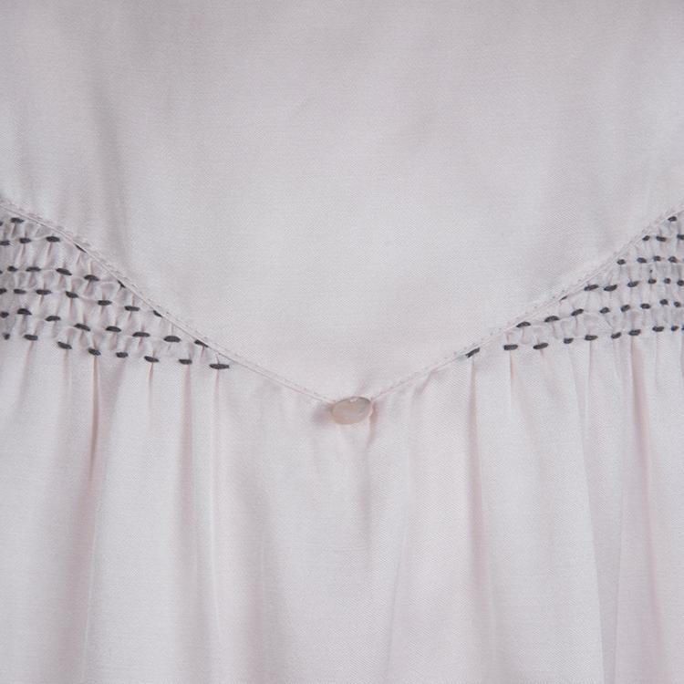 Pre Owned Tartine Et Chocolat Pale Pink Satin Long Sleeve Dress 1 Yr