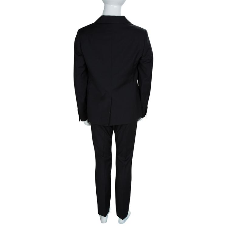 Pre Owned Young Versace Black Wool Pant Suit 8 Yrs