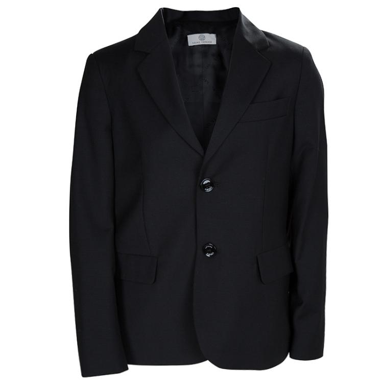 Pre Owned Young Versace Black Wool Pant Suit 8 Yrs