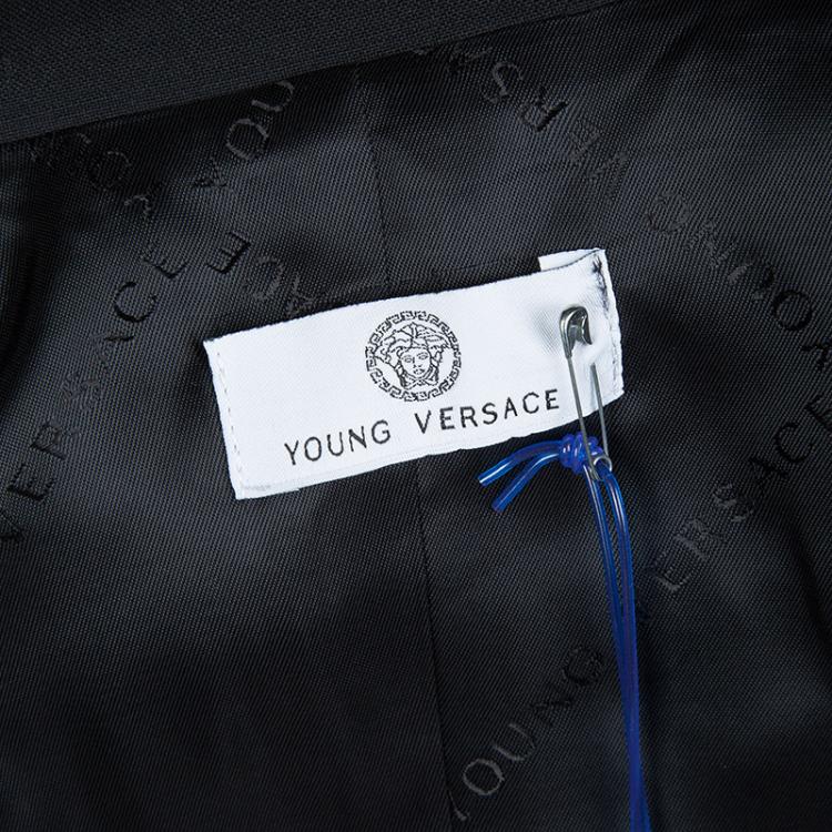 Pre Owned Young Versace Black Wool Pant Suit 8 Yrs