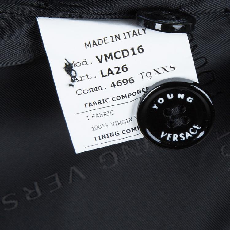 Pre Owned Young Versace Black Wool Pant Suit 8 Yrs
