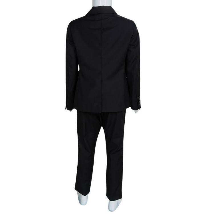 Pre Owned Young Versace Black Wool Pant Suit 6 Yrs