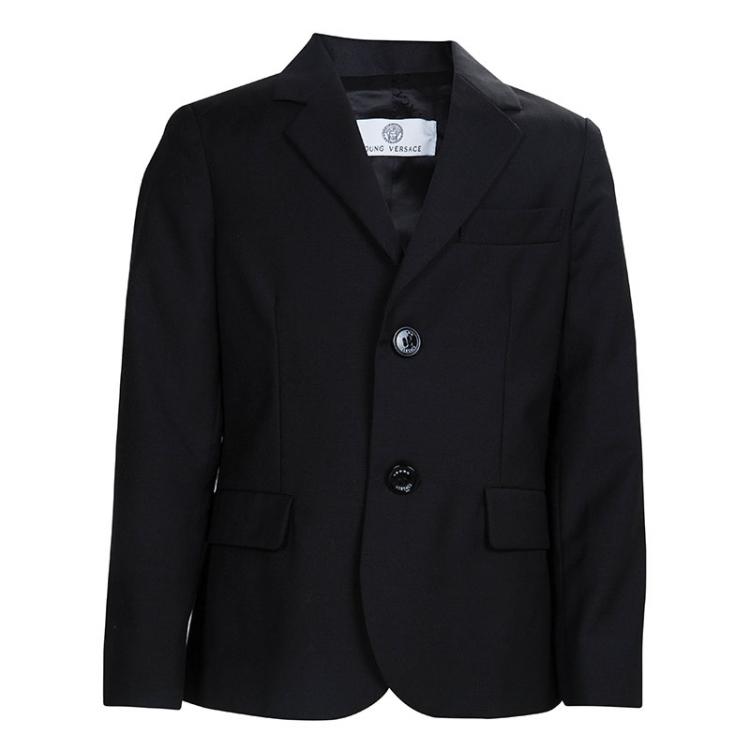 Pre Owned Young Versace Black Wool Pant Suit 6 Yrs