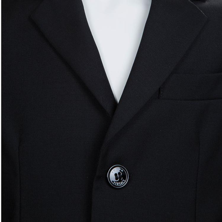 Pre Owned Young Versace Black Wool Pant Suit 6 Yrs