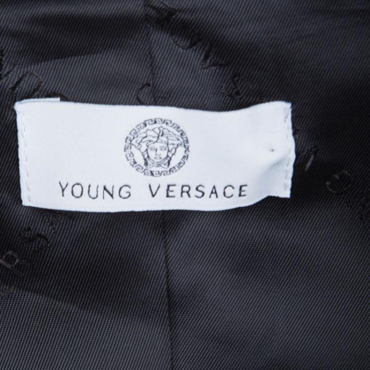 Pre Owned Young Versace Black Wool Pant Suit 6 Yrs
