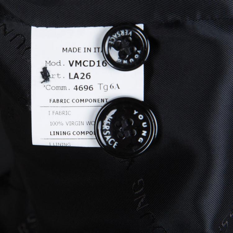 Pre Owned Young Versace Black Wool Pant Suit 6 Yrs