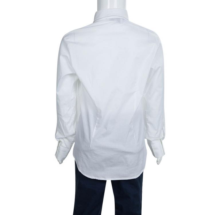 مملوكة مسبقًا Young Versace White Pintucked Yoke Detail Button Front Shirt 6 Yrs