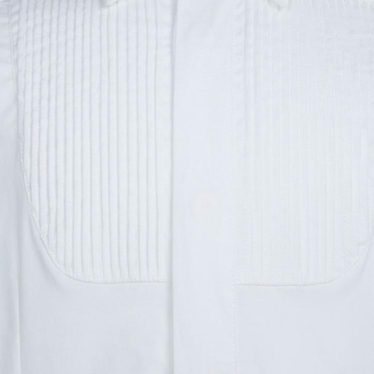 مملوكة مسبقًا Young Versace White Pintucked Yoke Detail Button Front Shirt 6 Yrs
