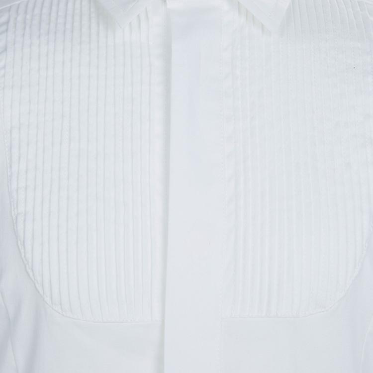 مملوكة مسبقًا Young Versace White Pintucked Yoke Detail Button Front Shirt 8 Yrs