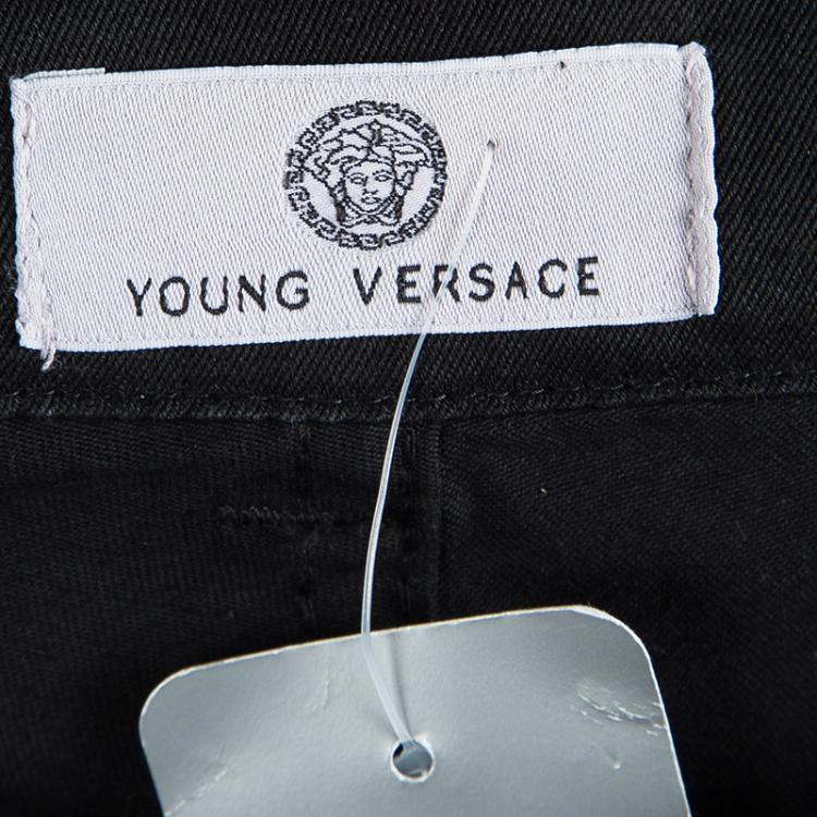 Pre Owned Young Versace Black Cotton Denim Jeans 8 Yrs