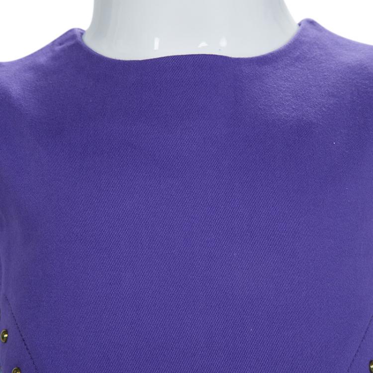 Pre Owned Young Versace Purple Cotton Studded Sleeveless Dress 2 Yrs