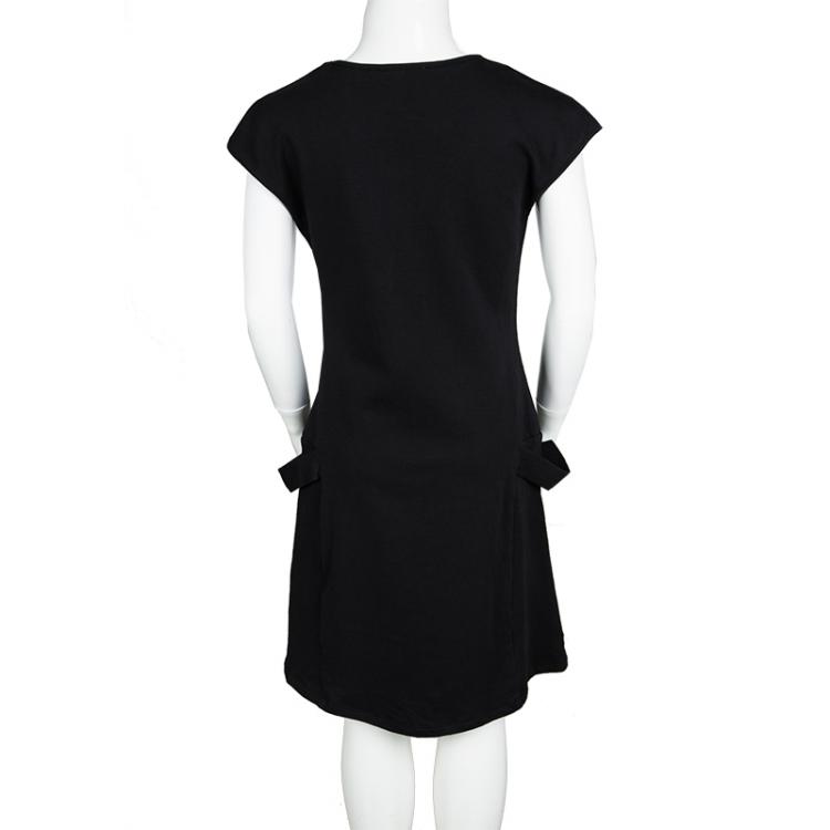 Pre Owned Young Versace Black Knit Medusa Logo Embellished Dress 8 Yrs